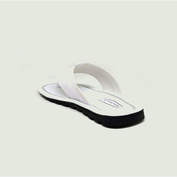 Sandal Pria Jepit Putih Kulit / flip flop Full White - ORIGINAL ZGB-DZ06 sendal cowo casual santai gaya murah