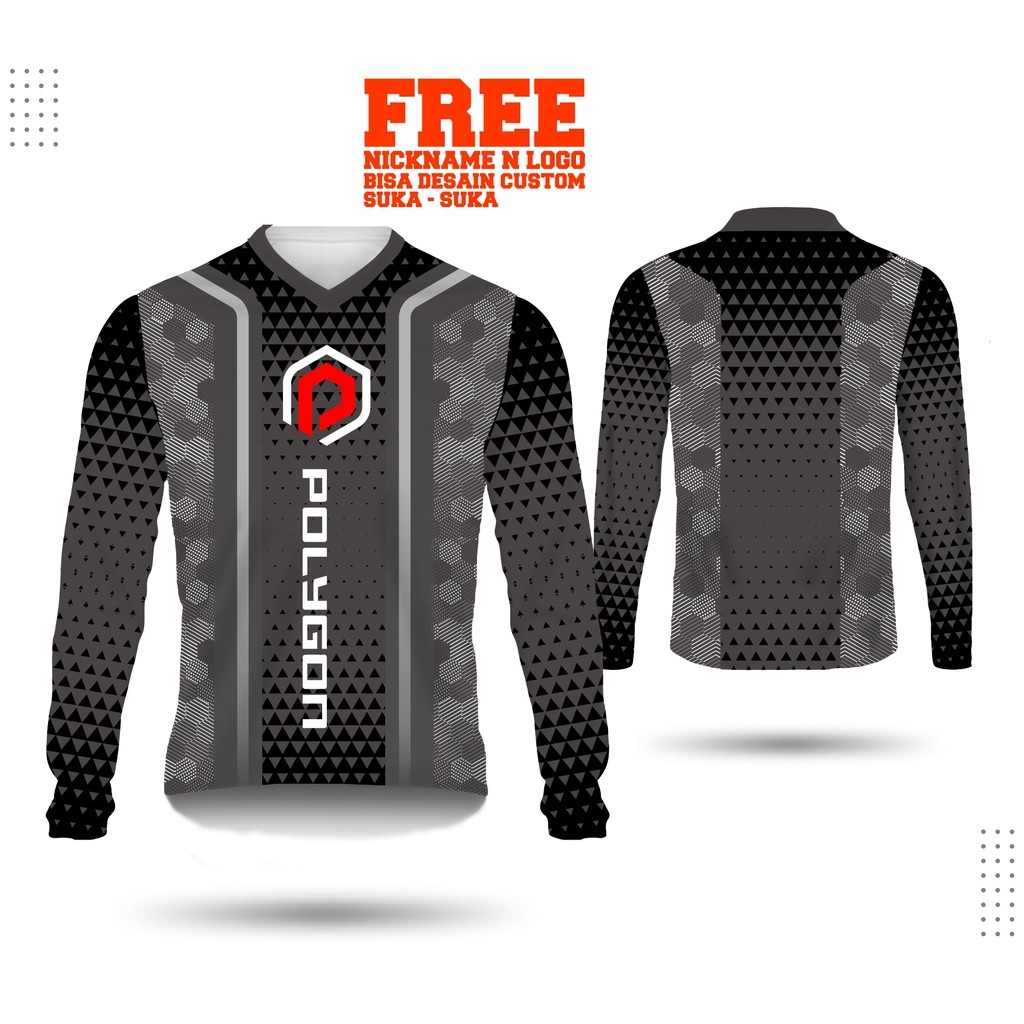 Jersey sepeda drifit dryfit polygon kaos mtb mountain road bike lengan panjang