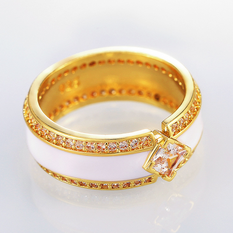 Cincin Berlian Putih 18k Gold Epoxy Untuk Pasangan