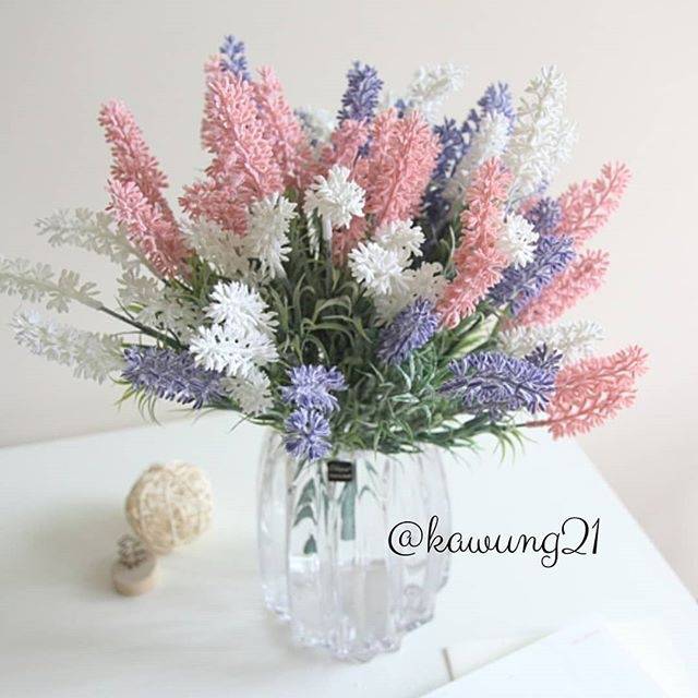 Bunga Snowy Lavender Artificial Tanaman Plastik Dekorasi Rumah Cantik AF08