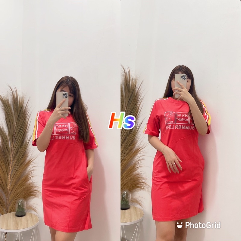 DRESS PREMIUM SUMMER LIFE MERAH/DRESS SANTAI