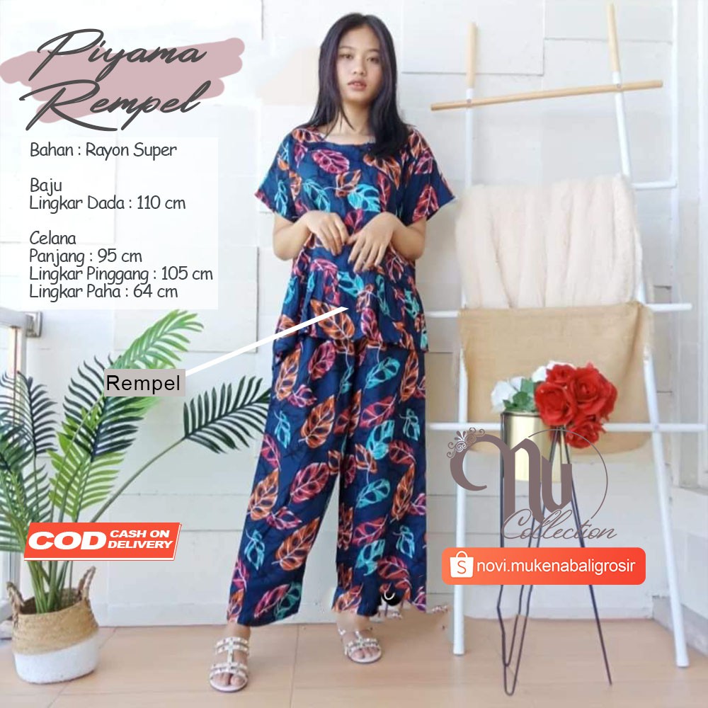 PIYAMA BABYDOLL PANJANG REMPEL MOTIF