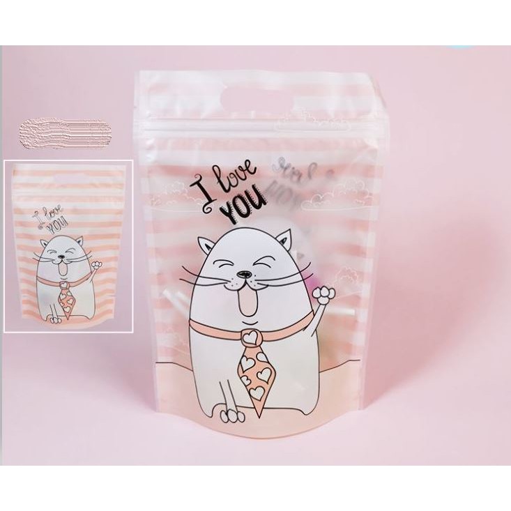 

Plastik Packaging Cookies Kue Roti Zip Lock Stripe I Love You 15x22