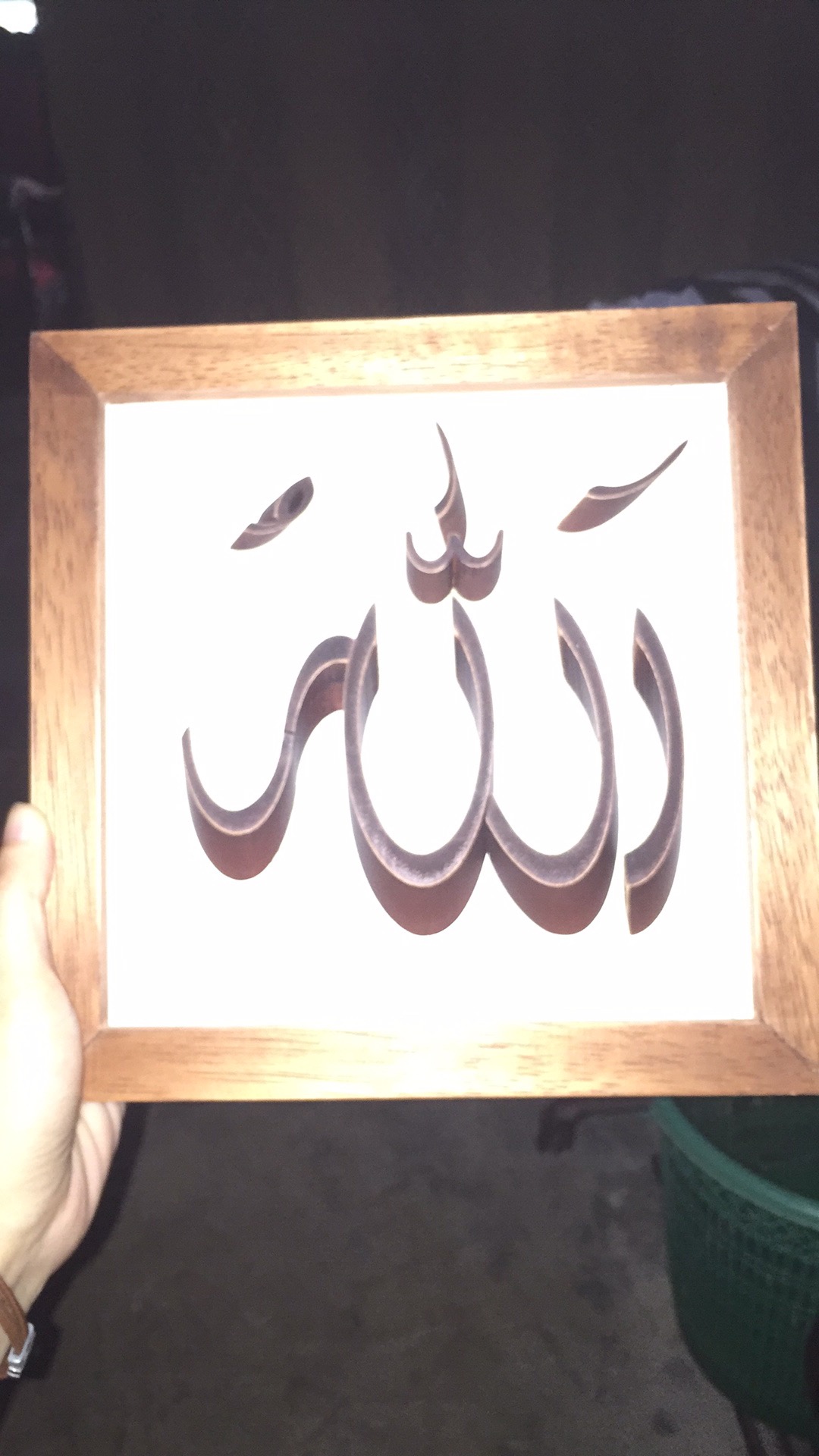 Wooden Projects Kaligrafi Bambu Lafadz Allah Muhammad Bismillah Frame Kayu Jati Wall Decor - Bsam