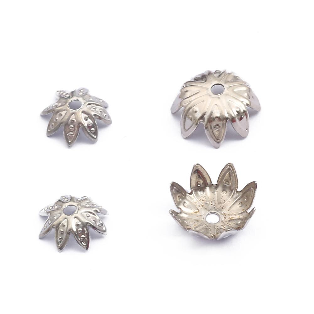 CHARMS 100pcs Manik-Manik Bentuk Kelopak Bunga Bahan Logam Warna Campur Ukuran 8 10mm Untuk Membuat Perhiasan