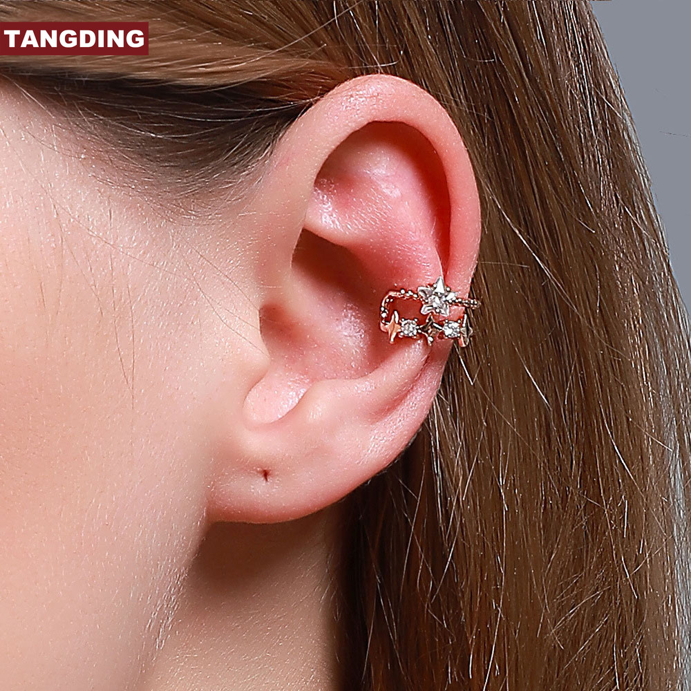 【COD Tangding】1pc Anting Klip Tulang Telinga Double Layer Bentuk Bintang