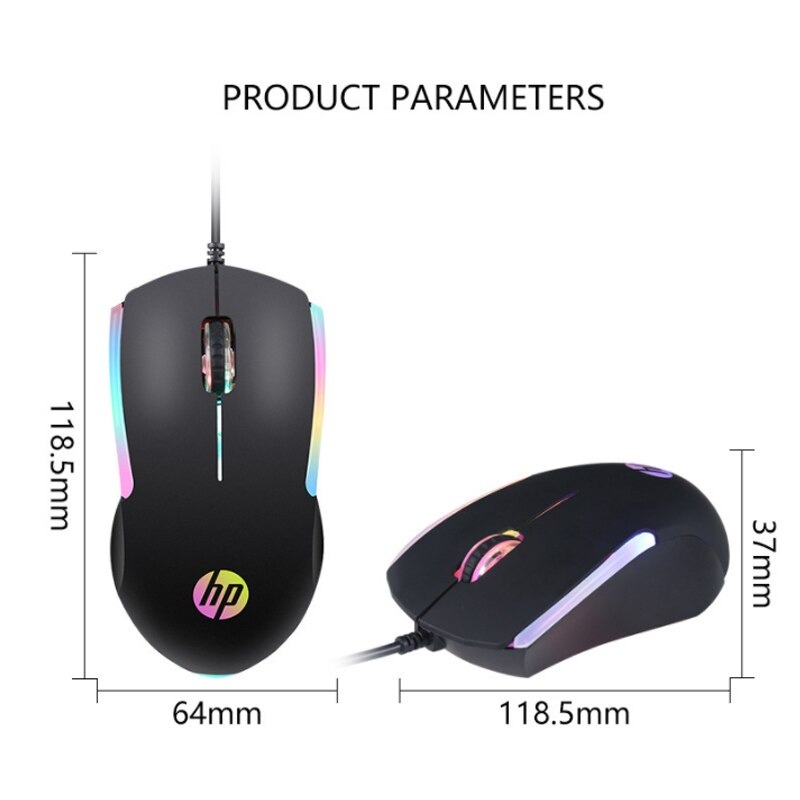 Mouse HP M160 Black 1000DPI BackLights LED RGB USB Wired