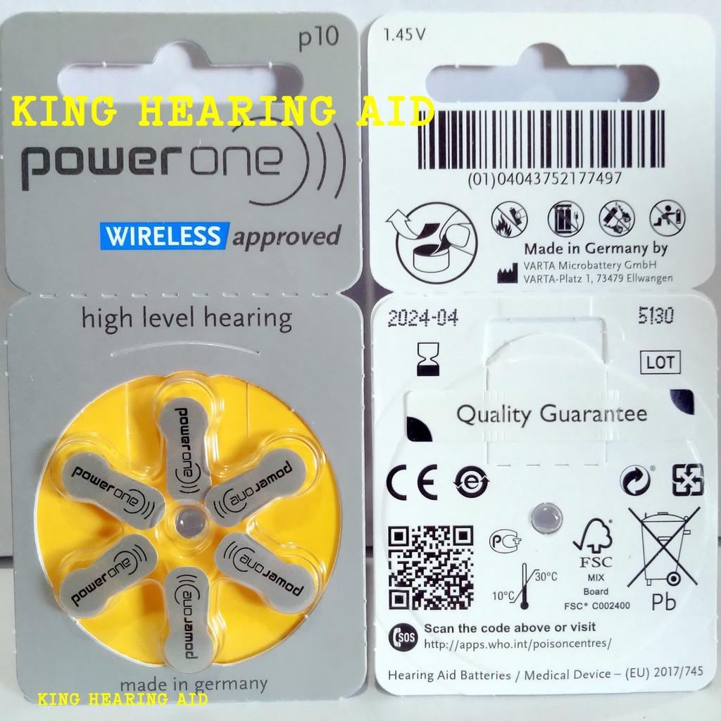 Baterai Alat Bantu Dengar POWERONE p10 batu alat dengar hearing battery made in germany replacement PR70 PR230H AC230E AG10 LR1130 zinc air batteries size 10 batere alat bantu dengar power one p10 baterai Alat Pendengaran batre alat pendengar