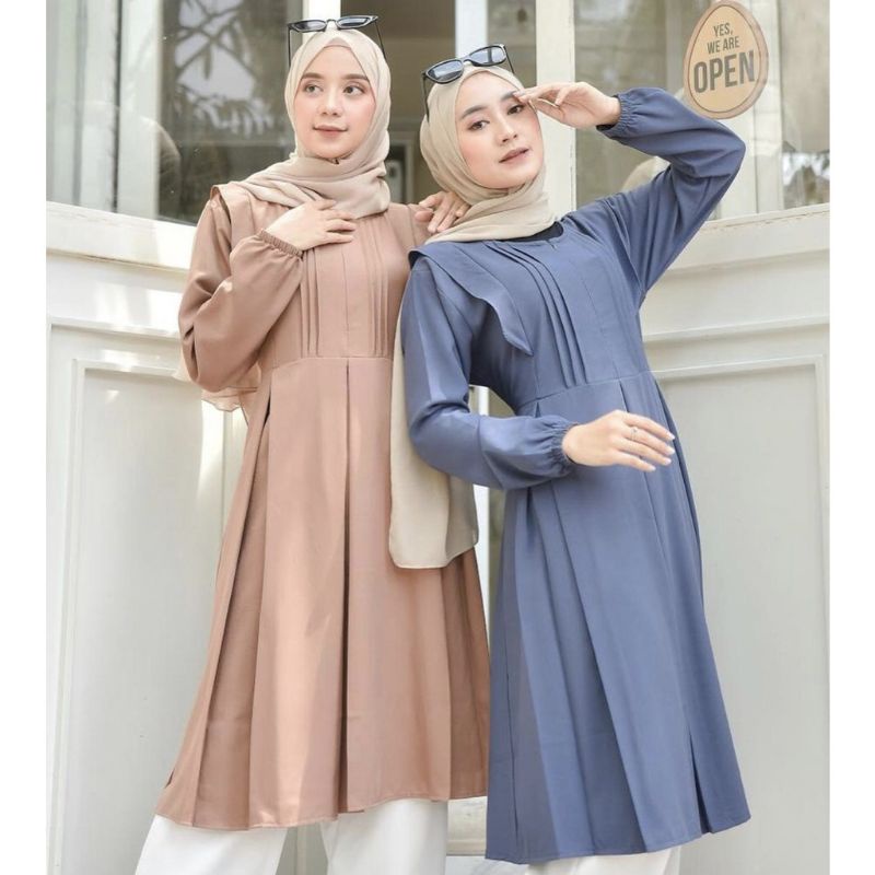 Atasan terbaru/Atasan muslim PEVITA/GAMIS LONG TUNIK model terbaru/termurah/kekinian/termurah/dengan bahan CRINKEL AIR FLOW