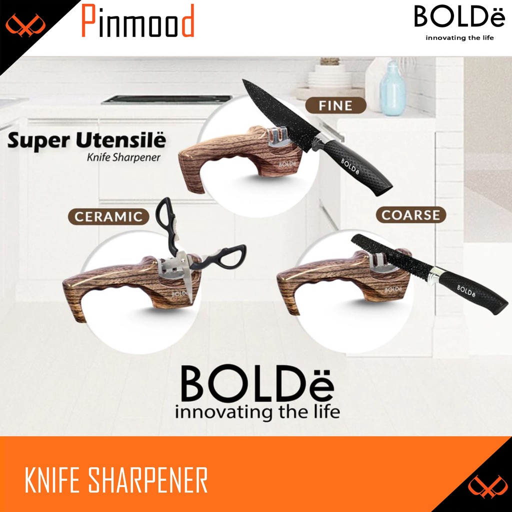 BOLDE KNIFE SHARPENER / PENGASAH PISAU GUNTING SUPER UTENSILE 3 IN 1 ALAT MEMPERTAJAM / ASAHAN / PENAJAM PISAU KERAMIK