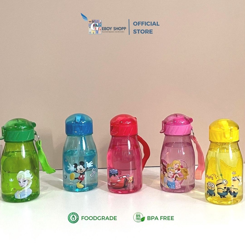 Geboyshopp Botol Air Minum Karakter Straplock 350ml BPA FREE FOODGRADE