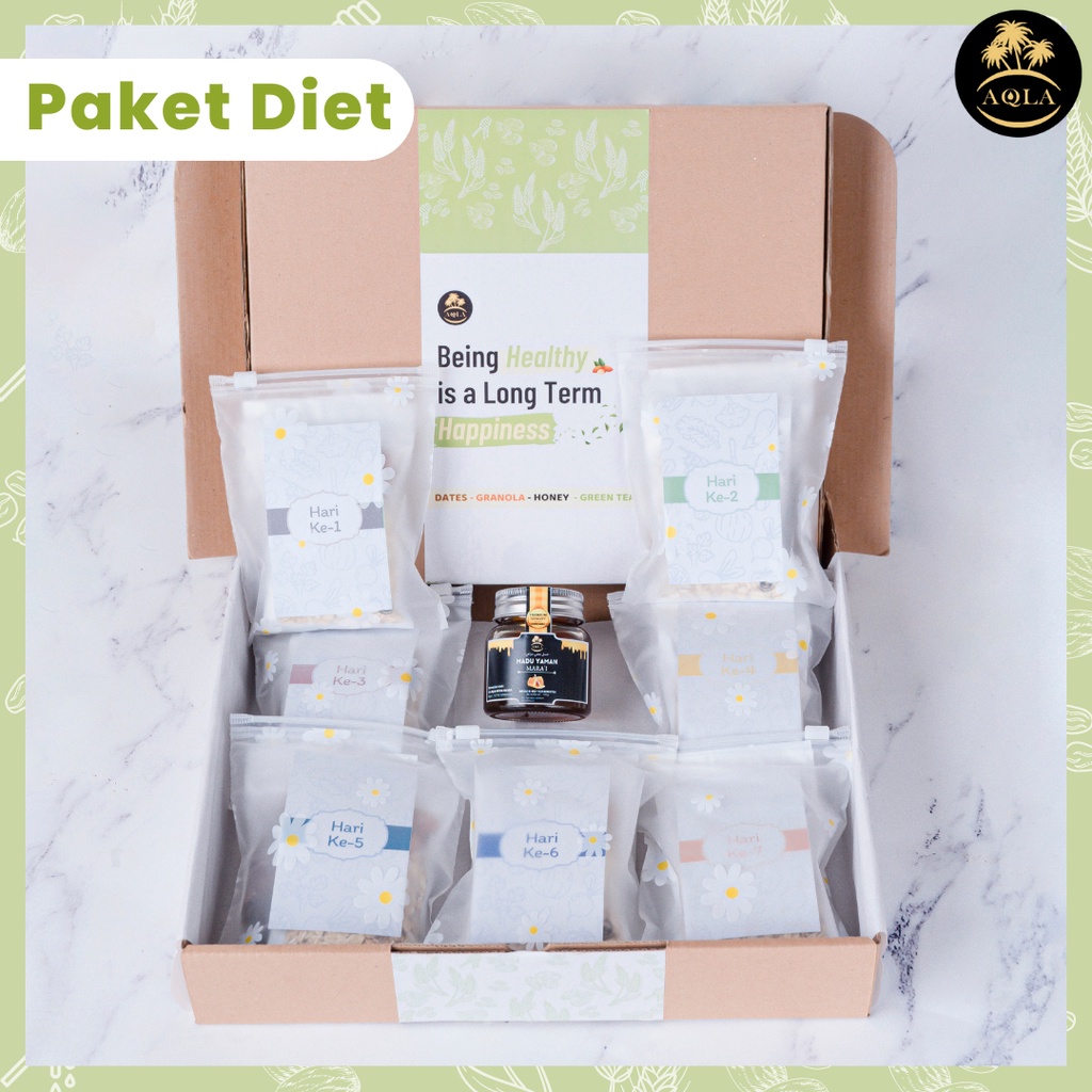 Paket Diet Herbal Alami / Diet Sehat Kurma Granola Madu Teh Hijau / Pola Hidup Sehat 7 hari