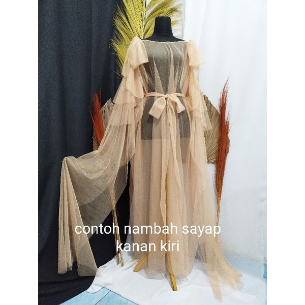 Calendula dress tile tille polos pita lengan trompet / trump plain tulle dress / outer dress hamil maternity pesta tile polos model cinderella