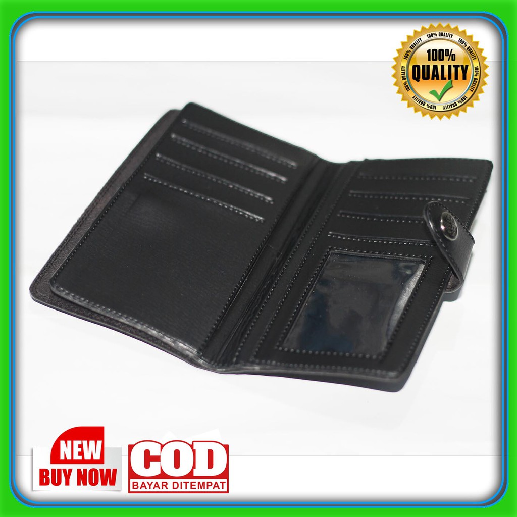 Dompet Cowok Panjang Elegan Sintetik PVC Kancing kasual