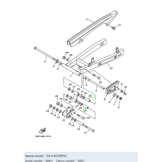 BOS BOSH SOLID ARM, SHOCK SHOK BELAKANG SCORPIO ASLI ORI YAMAHA 90380 12121