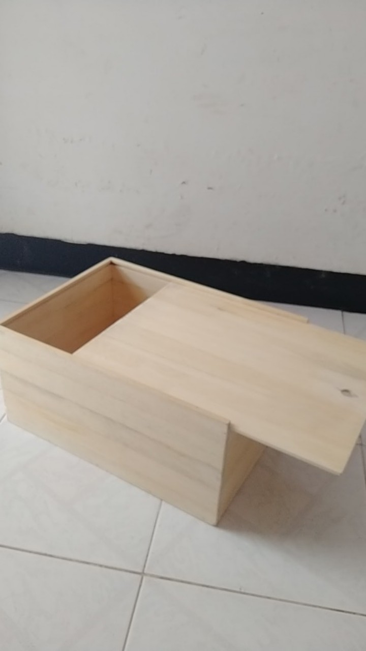 Kotak Kayu Halus / Sliding Box / Wooden Rack Box / Gift Box Kayu Kotak Besar / Murah