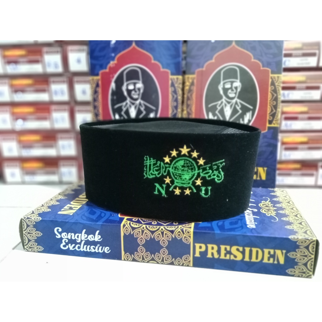 Presiden Peci Kupluk Hitam Songkok Kopiah NU Kualitas Terbaik Tinggi 9 cm