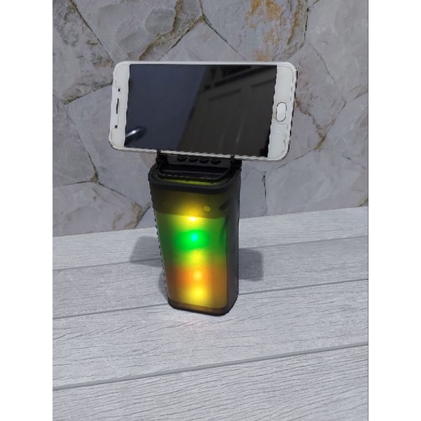 Speaker Bluetooth Portable Lampu Disko Led Holder Hp Fleco F 7123