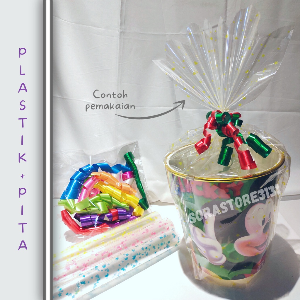 

PLASTIK OPP 12 LEMBAR + PITA SPIRAL SOUVENIR ULANGTAHUN ANAK KEMASAN HADIAH SNACK