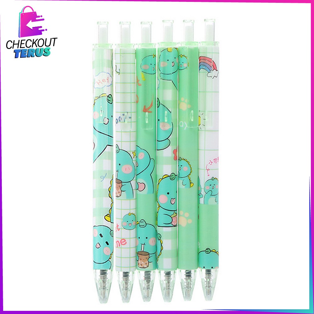 CT A35 Pulpen Pelajar Dan Kantor Pena Lucu Motif Dino Imut Pen Gel Mekanik Alat Tulis Pena Lucu Bulpen Gel Karakter