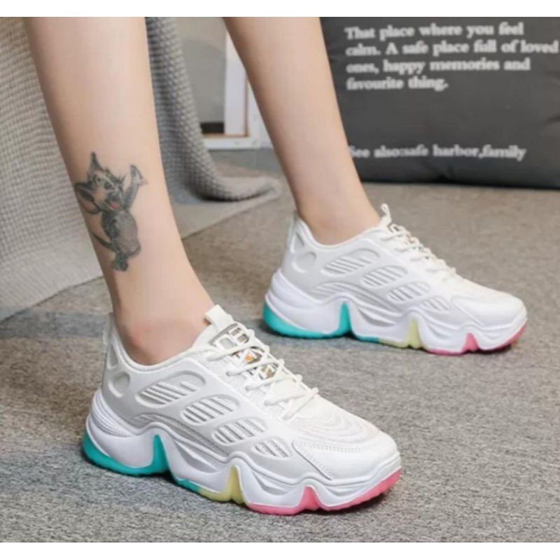 sepatu wanita sneakers fashion women Chelsy rainbow