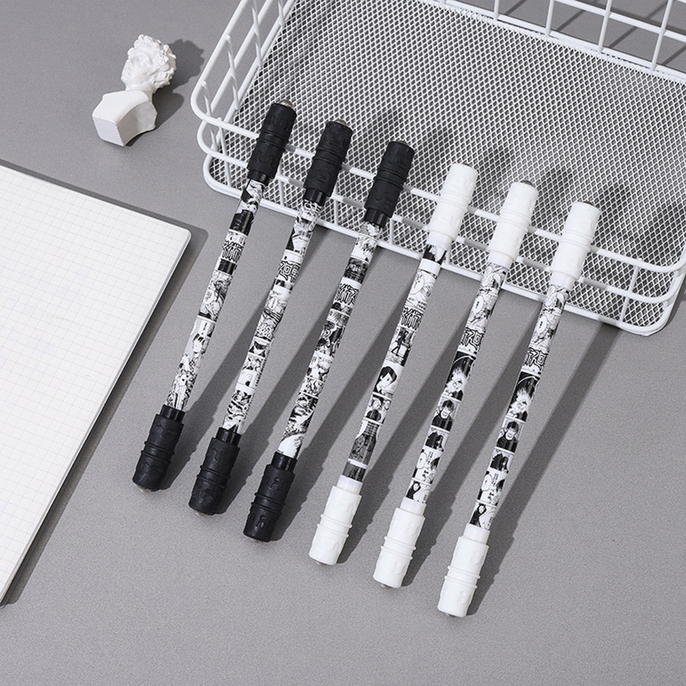 1pc Pulpen Gel Hitam / Putih Desain Anime Kreatif Untuk Stationery Pelajar