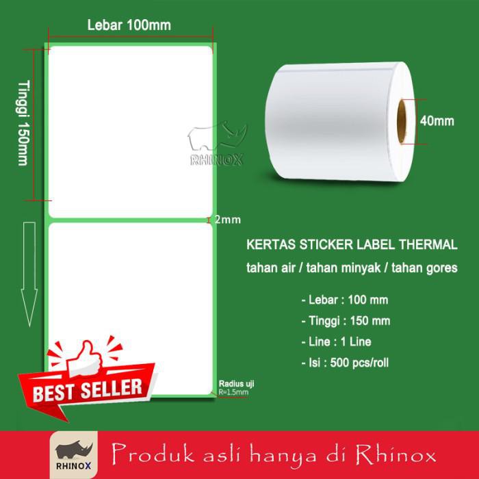 

Kertas / Label Barcode Tahan Air Tahan Minyak Tahan Gores Sticker Label Thermal - 100 X 150 Mm