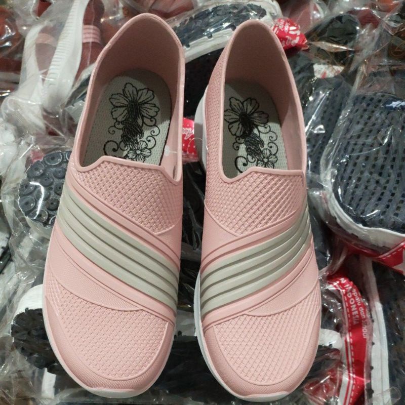 sepatu att SWL 480 - sepatu slip on karet wanita-merah muda