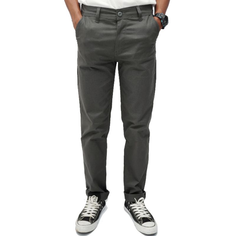 Omidoki Celana Panjang Pria Chinos Distro Dark Grey Chino Pants