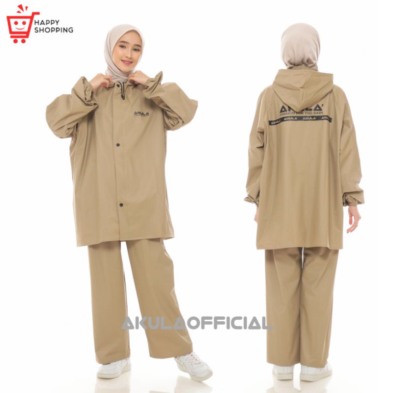 JAS HUJAN, RAINCOAT Pria Wanita Terbaik By AKULA Anti Rembes Mocca