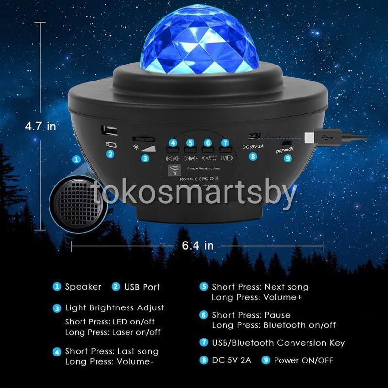 Lampu Proyektor Langit Malam Berbintang Starry Projector Light Lampu Tidur Projector 2 in 1