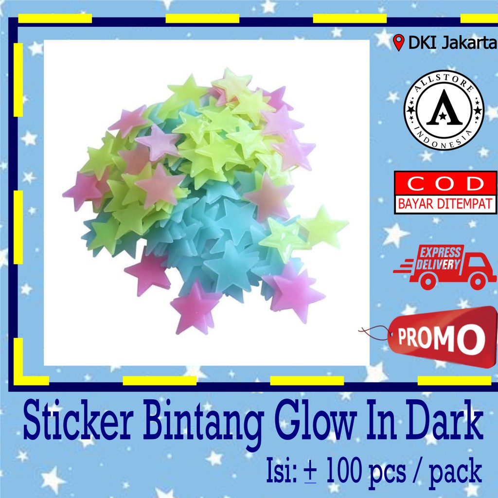  Stiker  Bintang  Glow in Dark Star Sticker  Sticker  