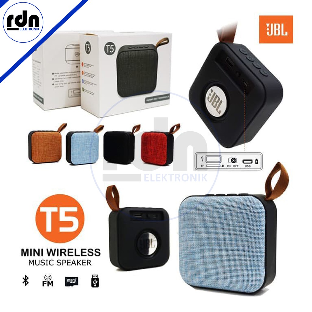 Speaker Bluetooth/Wireless Mini JBL T5 Super Bass Design Keren dan Mudah Dibawa Kemana-Mana