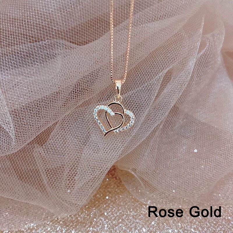 10k Rose Gold Plated Pendant Necklace Planet Moon Love Necklace