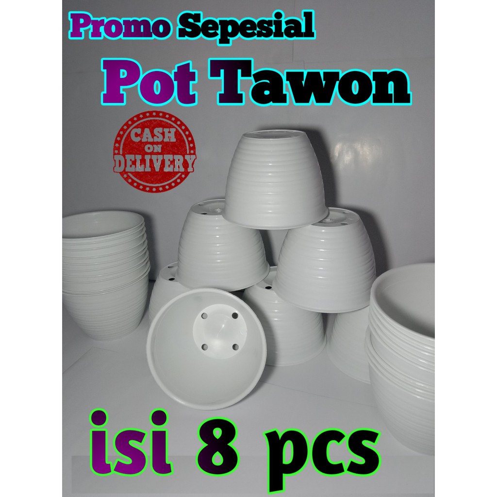 Pot bunga plastik Pot bunga Pot bunga murah Pot Bunga Plastik Isi 8pcs Pot Tawon Putih