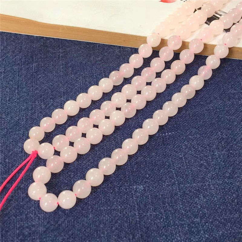 Tasbih Japamala 108 Handmade Batu Rose Quartz Merah Muda