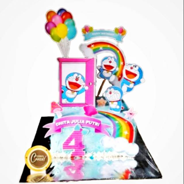 Cake Kue Ultah Ulang Tahun Doraemon Rainbow
