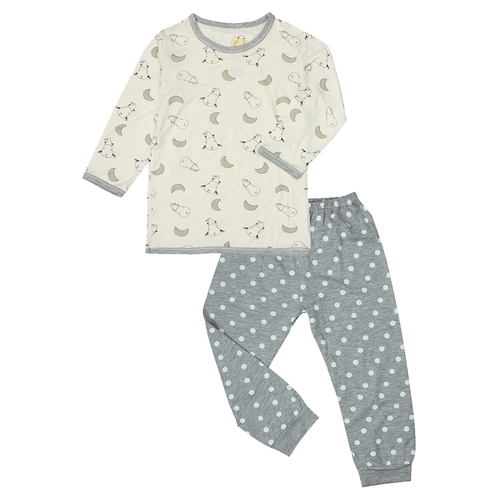 Baa Baa Sheepz Long Sleeve Shirt &amp; Pant - Small Sheep &amp; Moon Yellow