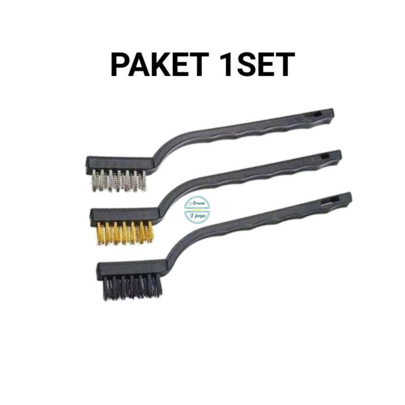 Sikat Detailing Sepatu Set 3 Pcs Insole Midsole Outsole Shoe Brush 6.5Inch