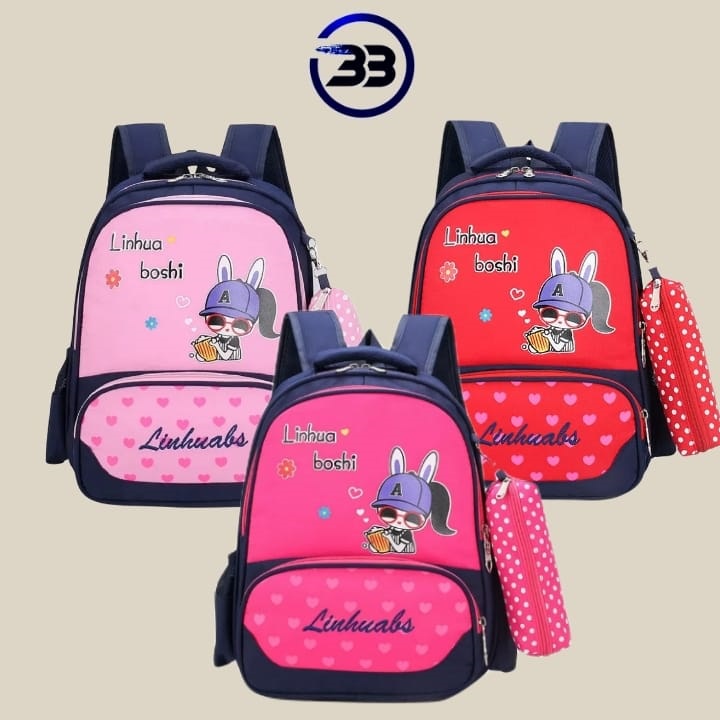 BATOSAI LINHUA BOSHI - Tas Ransel Anak Sekolah Karakter Fashion Kids Backpack Cute Murah Batam Tas Kanvas