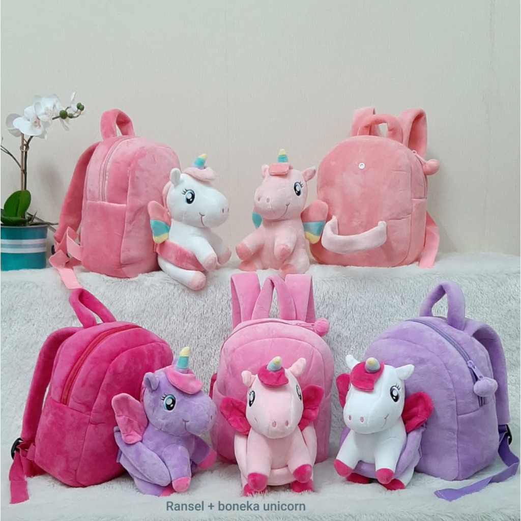 Tas Ransel Unicorn Boneka Bisa Lepas/Ransel anak paud/Kado Tas anak/Tas Unicorn