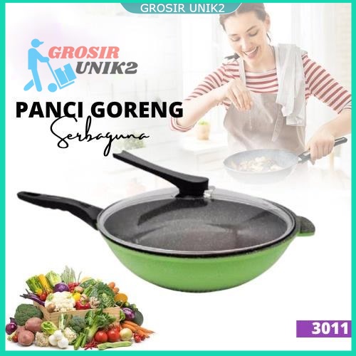 Panci wajan marble penggorengan / wokpan 32cm /Wok Pan diameter 30cm 3011