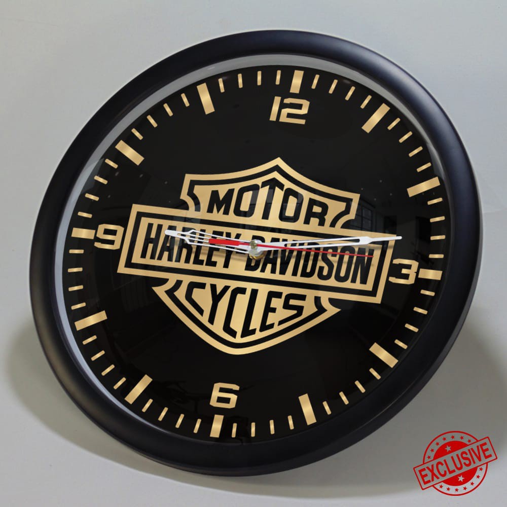 (ISTIMEWA BOSSQUE) JAM DINDING CUSTOM HARLEY DAVIDSON BLACK GOLD - EXCLUSIVE