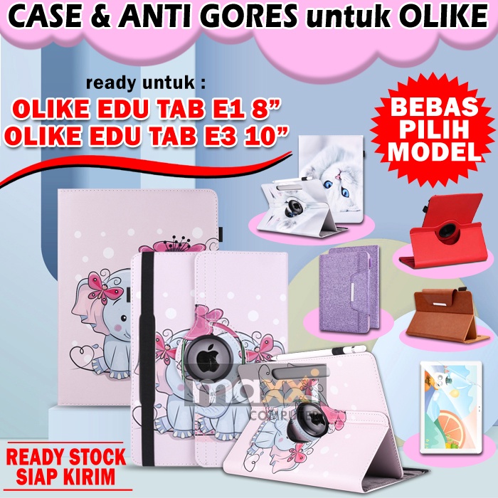 Olike Edu Tab E1 8 Inch E3 10 Inch Tablet Oppo Flip Case Casing Book Cover Sarung Kesing Flipcase Fl