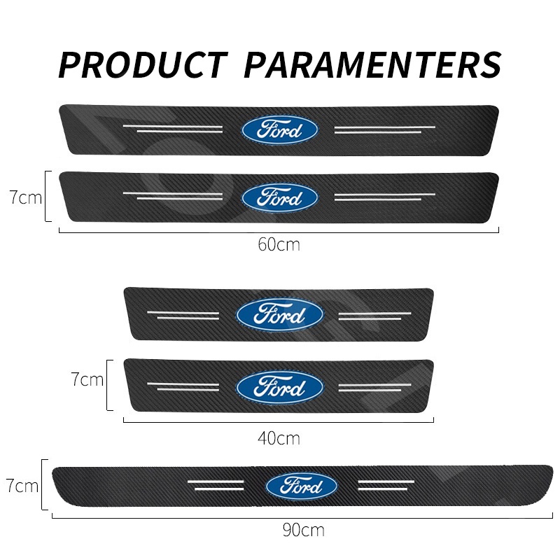 Stiker Strip Pelindung Pintu Mobil Bahan Carbon Fiber Untuk Ford Fiesta Ranger Ecosport Focus Everest