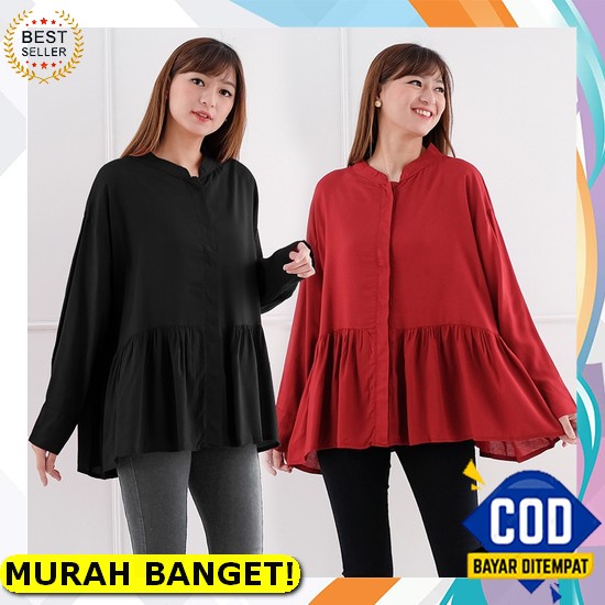 Hozura - Kemeja Wanita Caren - Kemeja Kotak Lengan Panjang Kualitas Premium Bahan Tebal Oversize Are