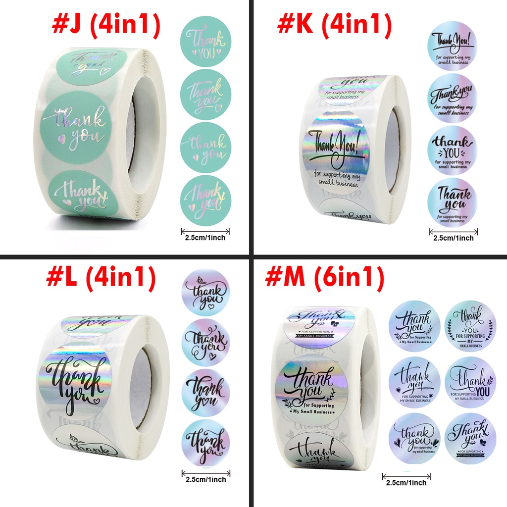 

YOOHAENG [500pc] Stiker Seal Penutup Bulat Thank You Handmade Support Bussines 4in1 6in1
