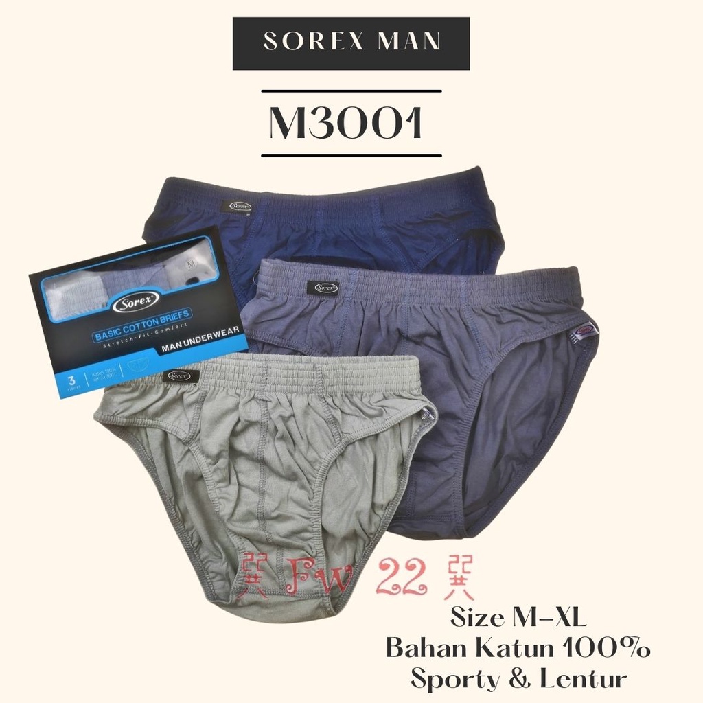 Celana Dalam Pria Sorex M3001 dengan Katun Premium yang Sangat Nyaman Untuk Aktivitas Sehari-hari