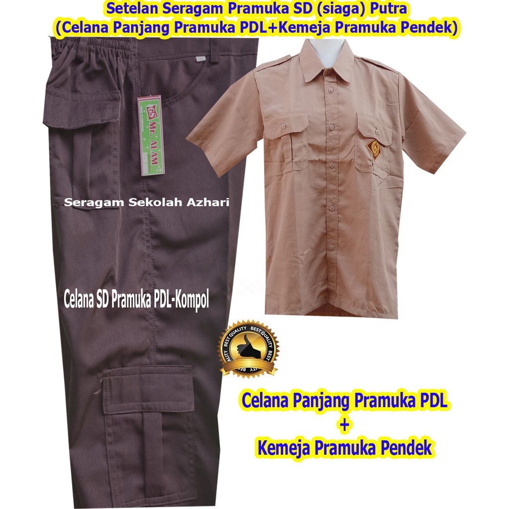SETELAN SERAGAM PRAMUKA SD LAKI LAKI CELANA PDL LENGAN PENDEK-SERAGAM PRAMUKA SD LAKI LAKI PDL-SERAG
