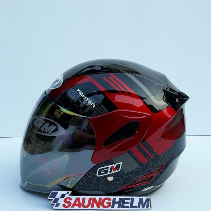 HELM GM FIGHTER MOTIF 911 ROYAL RED / SILVER